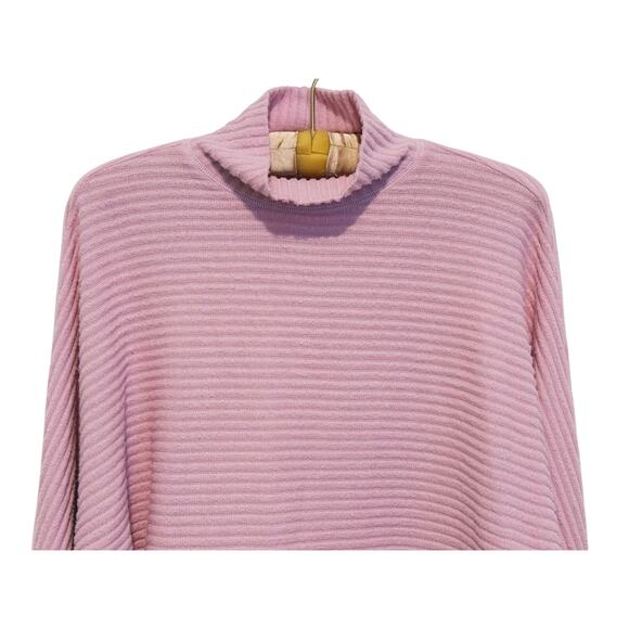 Pilcro Ribbed Turtleneck Batwing Cropped Sweater XS Pink Soft Cozy Quiet Luxury - Picture 4 of 6